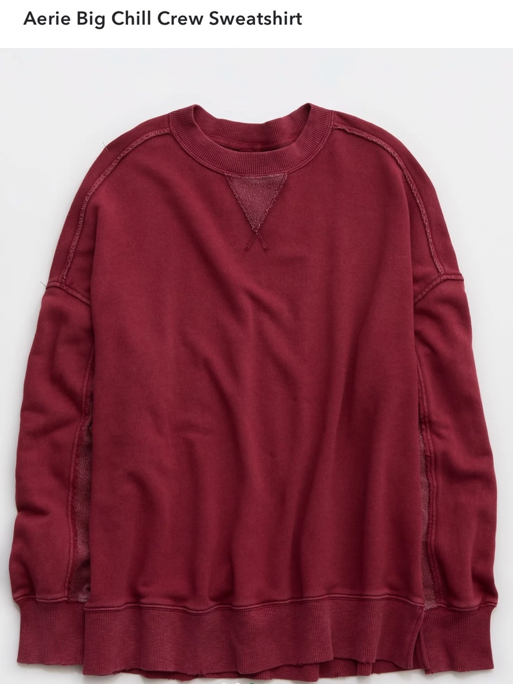 aerie women’s Big Chill Crewneck Sweatshirt in Burgundy - size medium